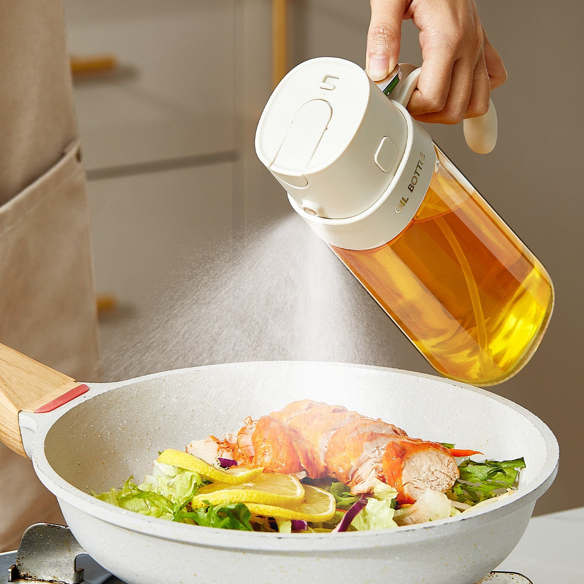 Large Capacity Glass Oil Dispenser Spray Bottle Dual-Use Kitchen Storage