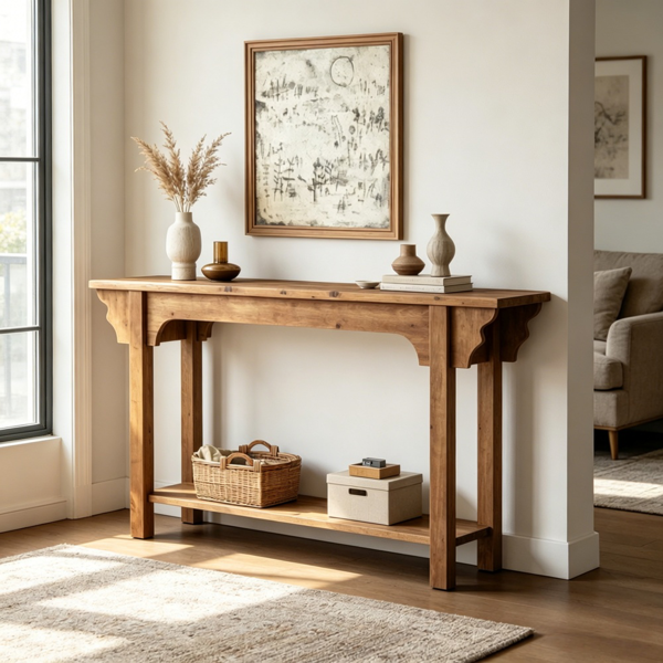 Solid Wood Console Table - 63" Traditional Design