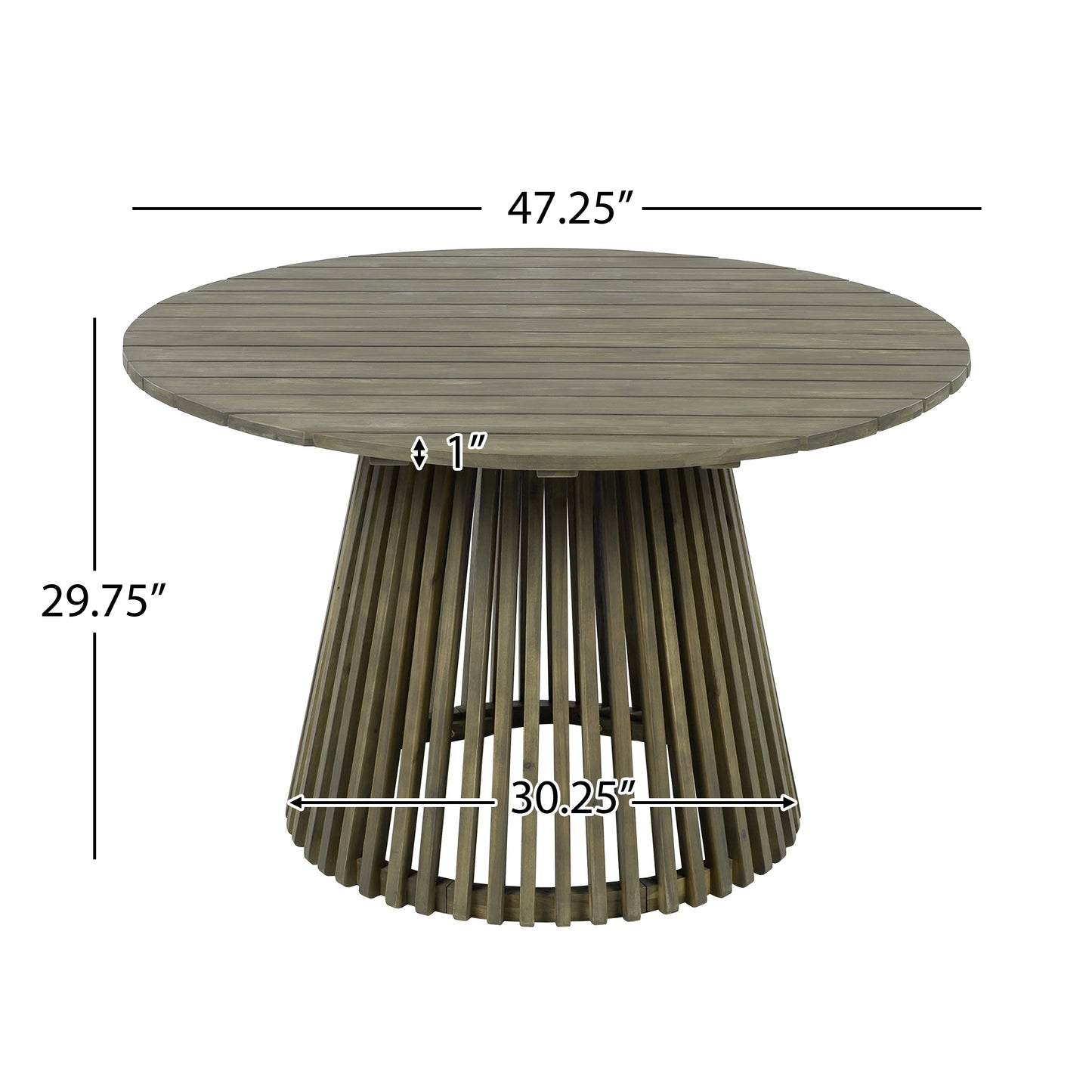 Outdoor Acacia Wood Patio Dining Table, 47.25-inch Extra-large Round