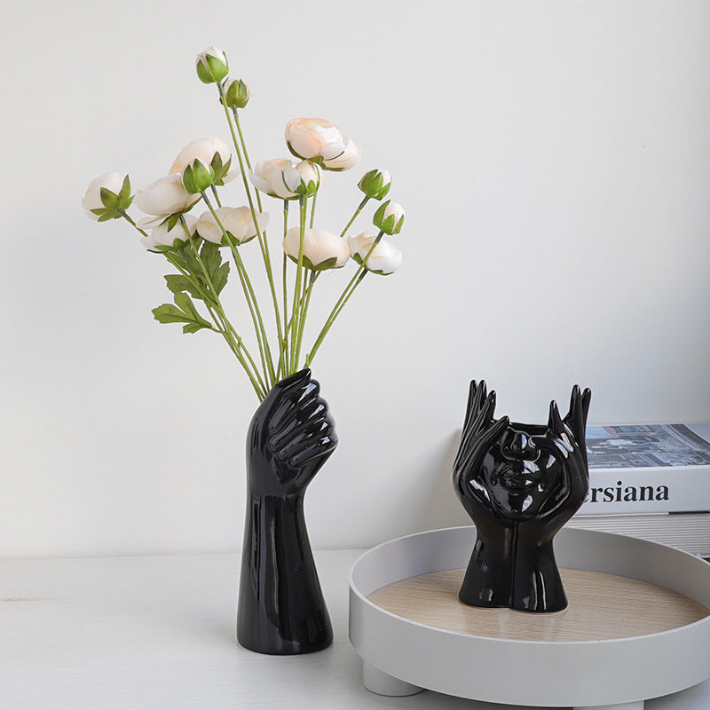 Black Ceramic Vase - European Style Home Decor Ornament