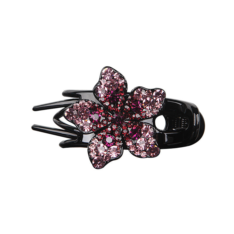 Rhinestone Flower Hair Clamps - Back Head Barrettes for Hair Accessories