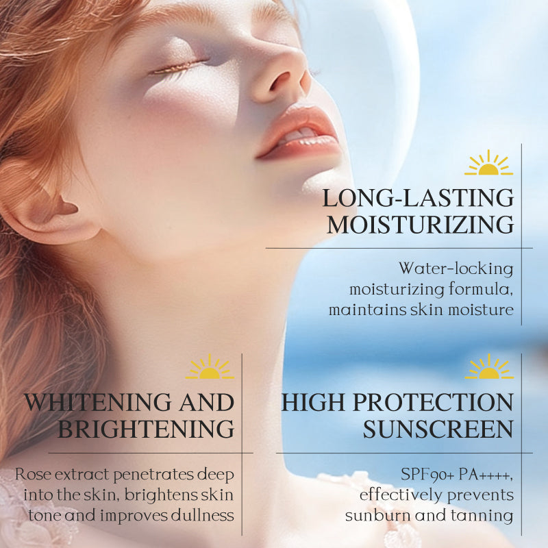Rose Whitening Moisturizing Sunscreen for Face SPF 30 - Hydrating & Brightening