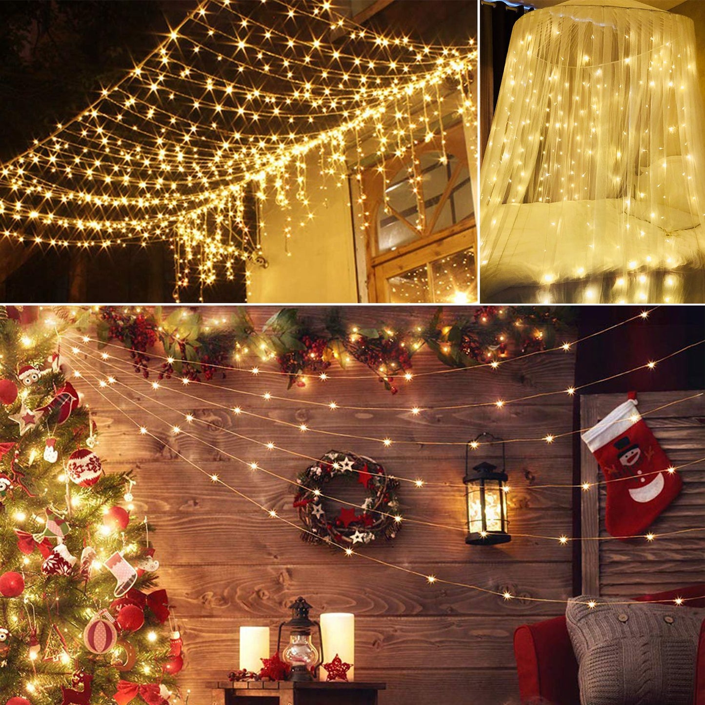 3M Waterproof LED String Curtain Lights with Remote & 8 Modes for Holiday & Garden Decor