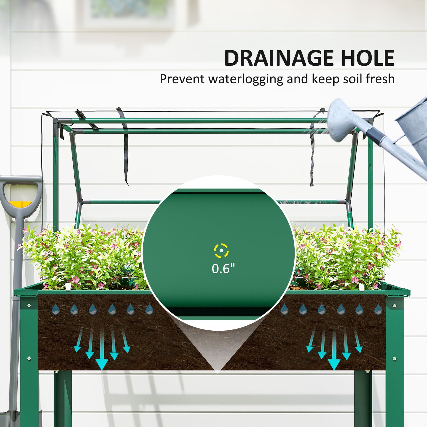 Raised Garden Bed with Greenhouse Cover - Elevated Vegetable Planter 1100x510 mm