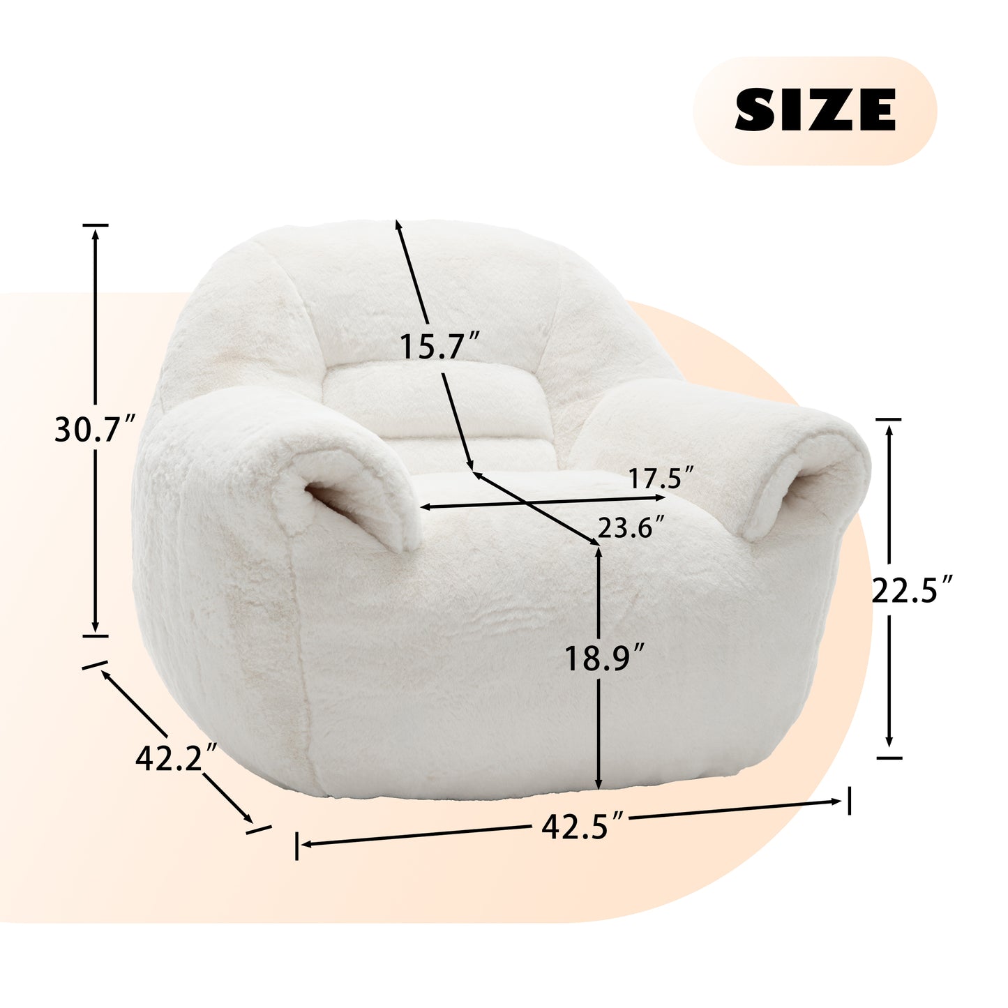 Bean Bag Chair, Comfy Sofa With Back Support, Faux Fur Chair For