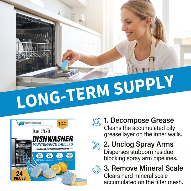 Dishwasher Cleaner 24 Pieces - Removes Stains and Grime from Kitchenware