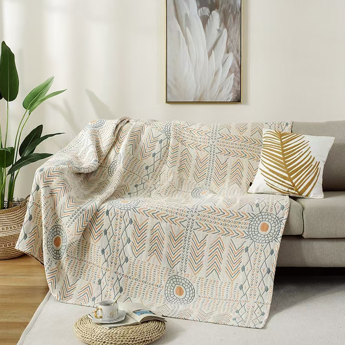 Multi-Layer Cotton Gauze Blanket for Sofa and Home Decor