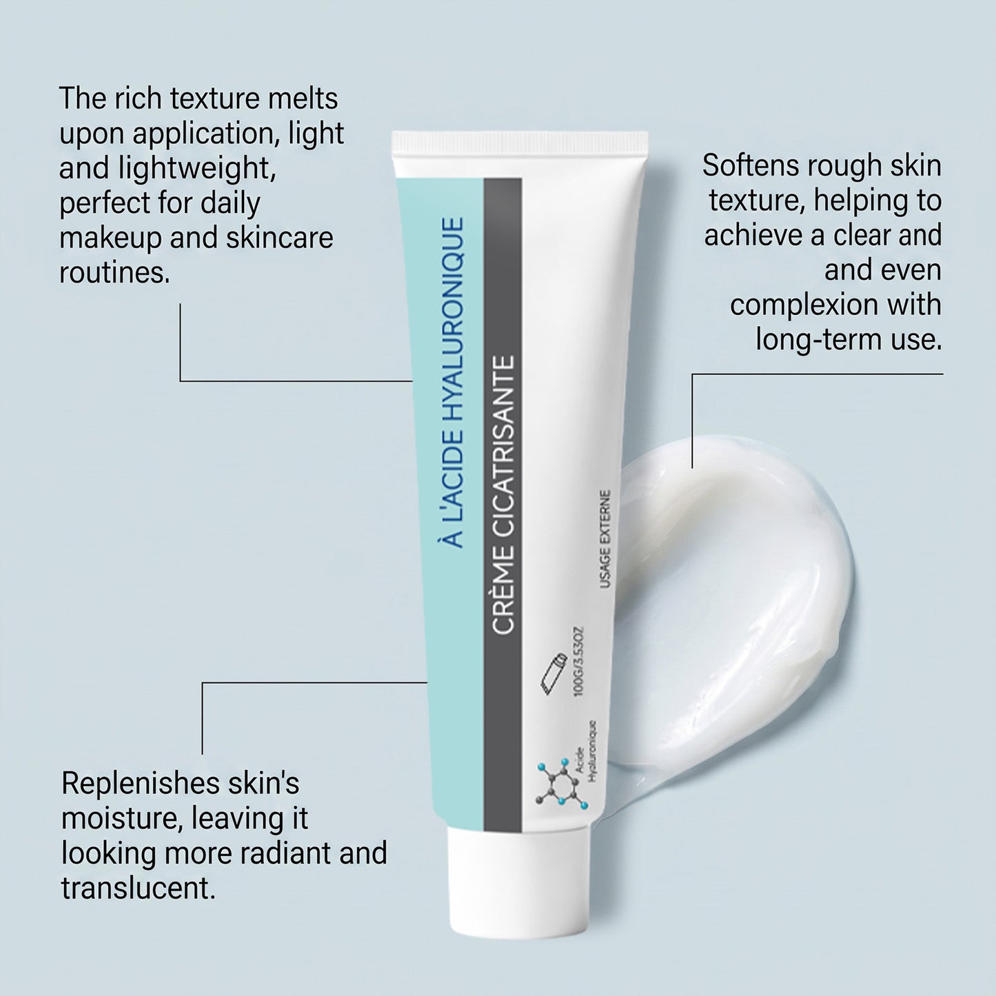 Hyaluronic Acid Face Moisturizer 100g - Hydrating Skin Care Cream