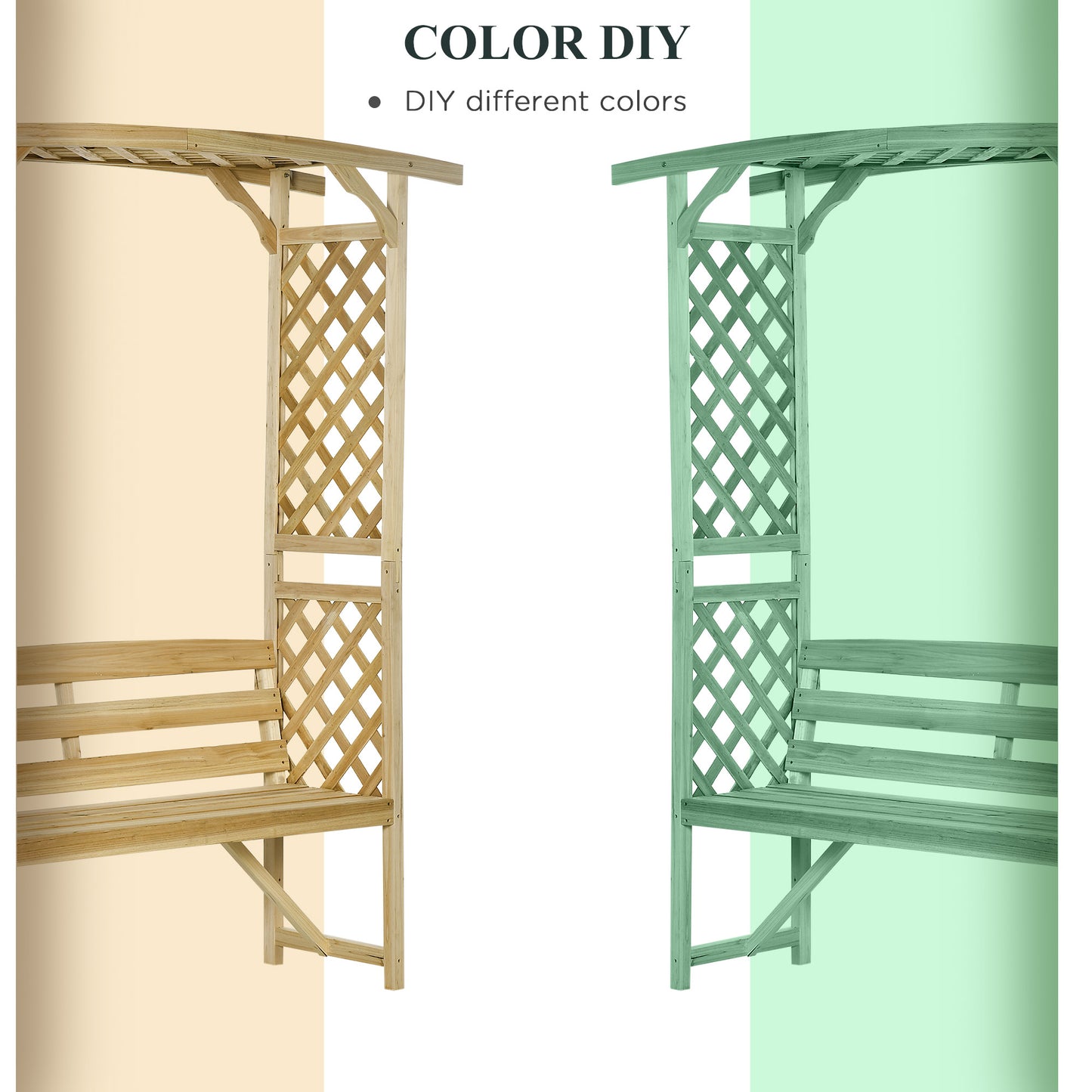 Outdoor Garden Bench with Trellis Arbor for Climbing Plants