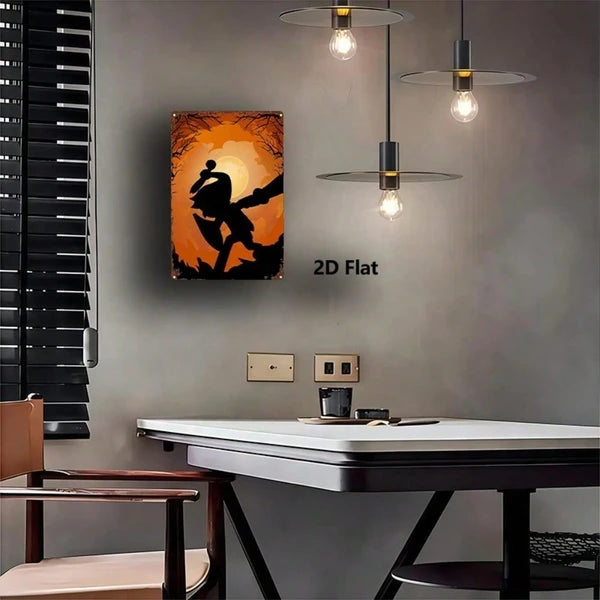 Halloween Link Silhouette Metal Sign - Spooky Wall Decor