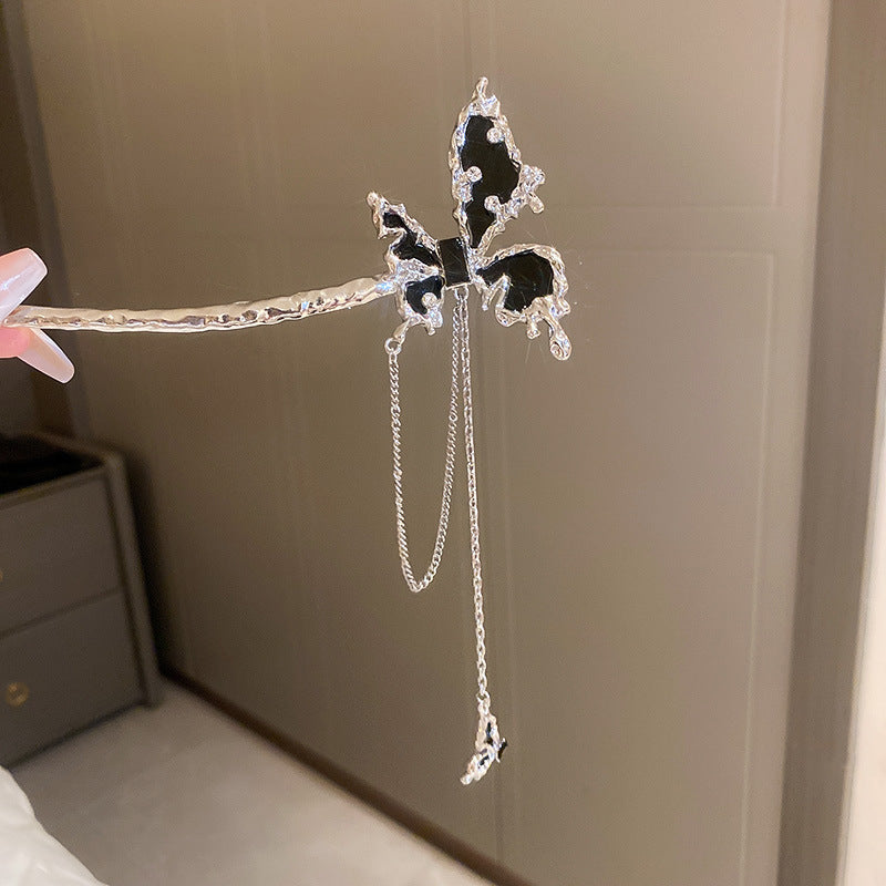 Metal Butterfly Hairpin - Black