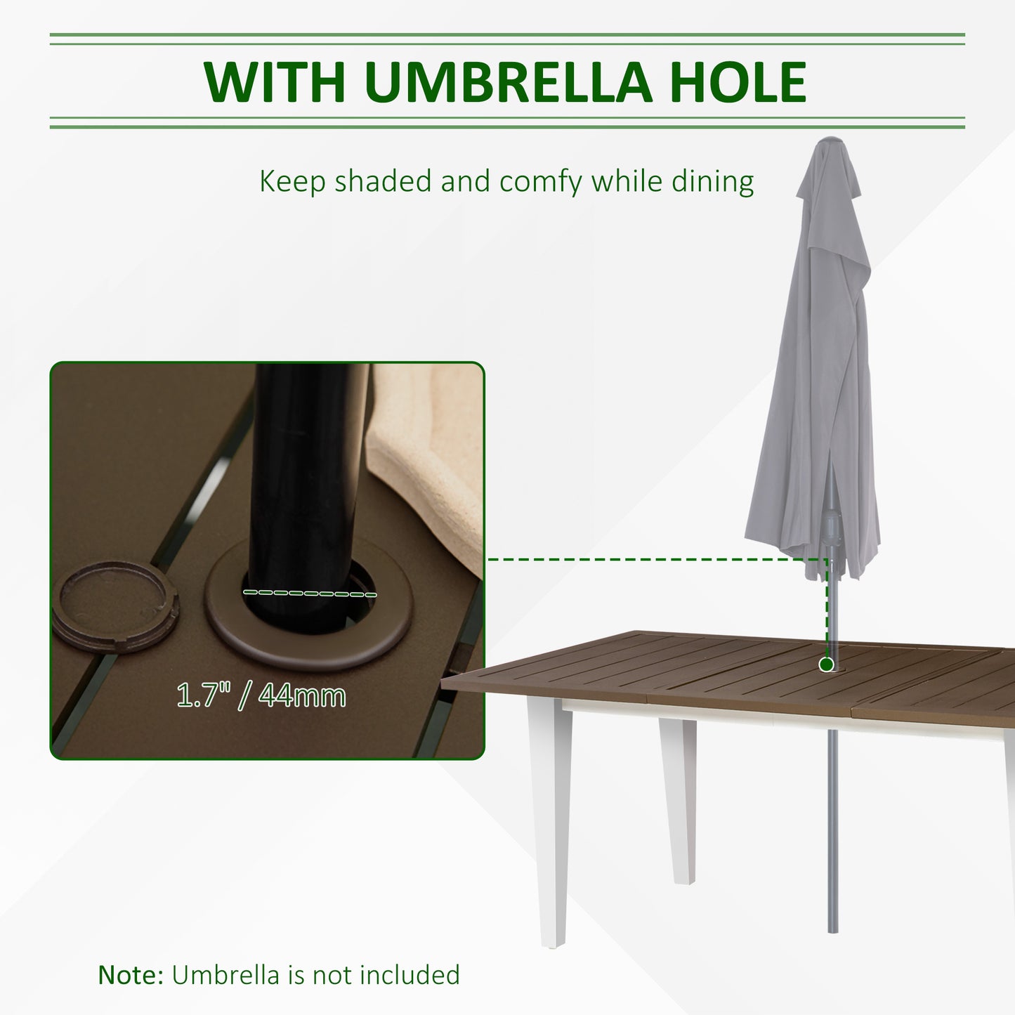Patio Dining Set for 6 with Cushions & Umbrella Hole - Coffee