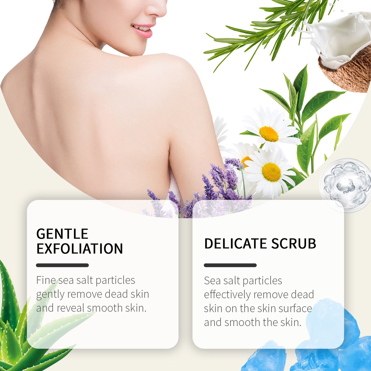 Exfoliating Sea Salt Body Scrub with Rosemary & Aloe Vera - Multiple Sizes