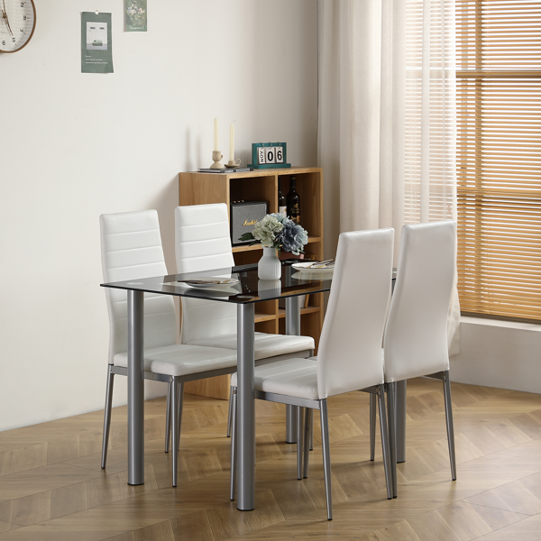 110cm Tempered Glass Dining Table with Stainless Steel Frame