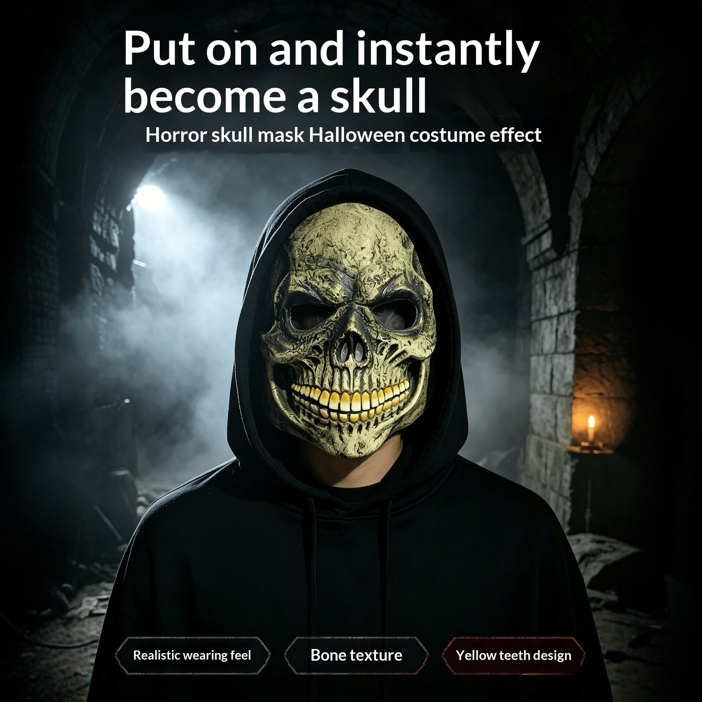 Halloween Skull Mask Soft Silicone Face Mask for Party & Costume