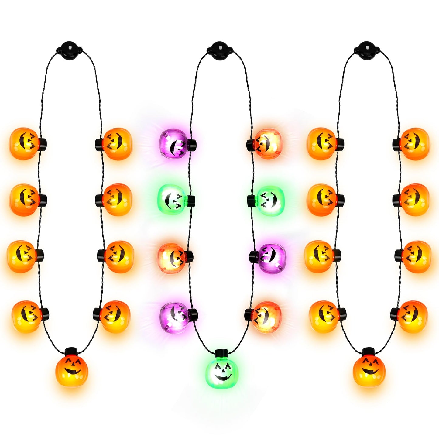 3PCS Light Up Pumpkin Necklaces - Halloween Party Accessories