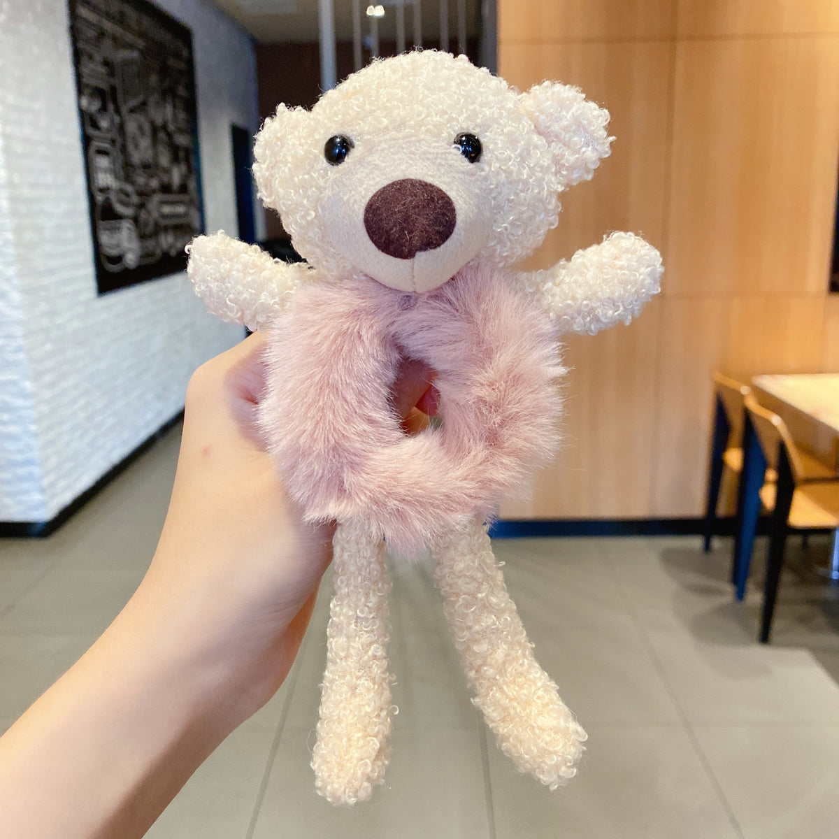 Cute Plush Hair Tie Circle Scalp Band Ponytail Holder for Kids & Women