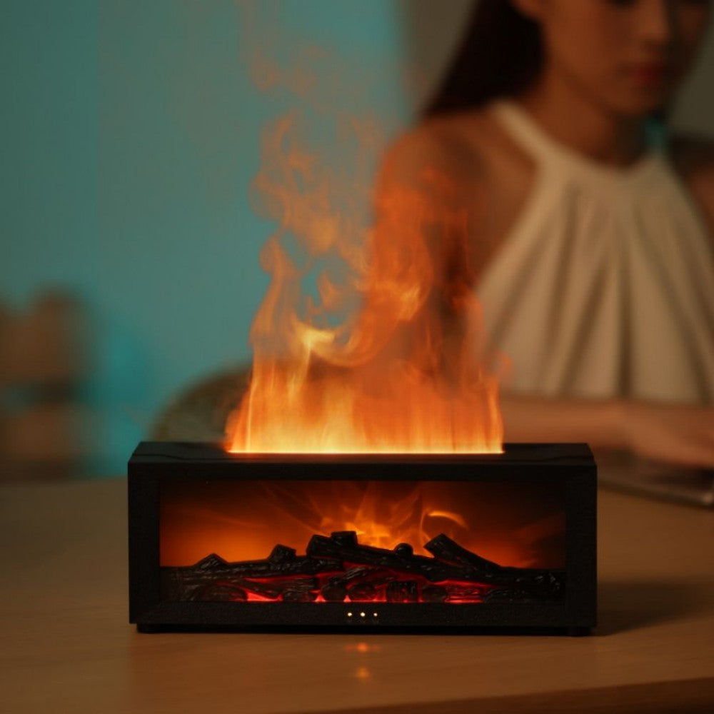 Home Aromatherapy Fireplace Simulation Flame Machine - Black