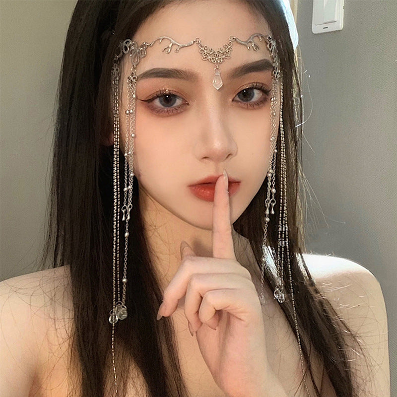Water Drop Hairpin with Tassel - Silver Fashion Hair Accessory for Women