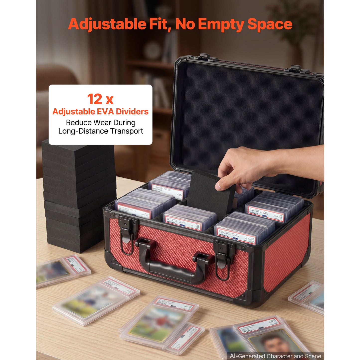 Card Slab Storage Box with Lock and Dividers for Trading Cards - Holds 76 PSA, SGC, BGS Slabs