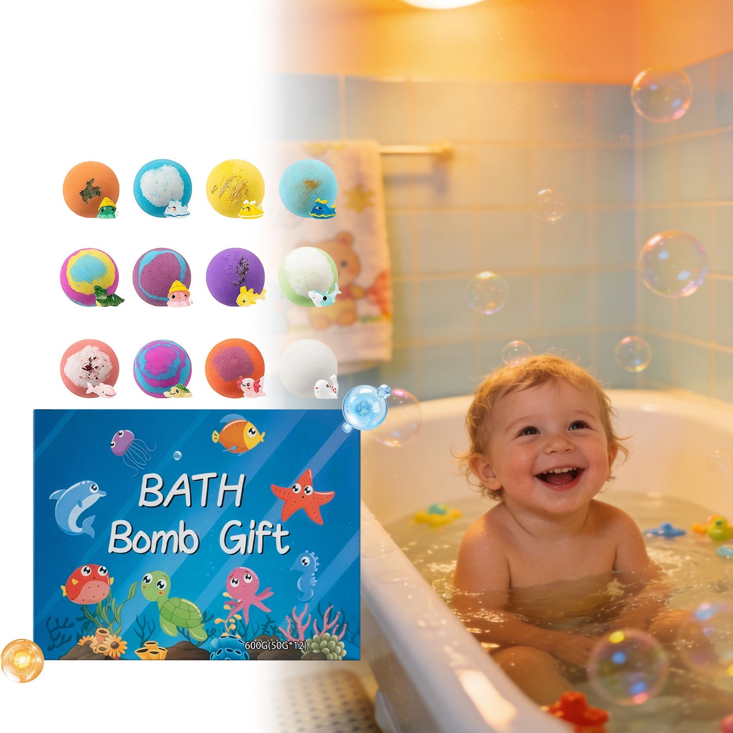 12-Piece Bath Bomb Toy Set for Kids - Moisturizing Bath Fun