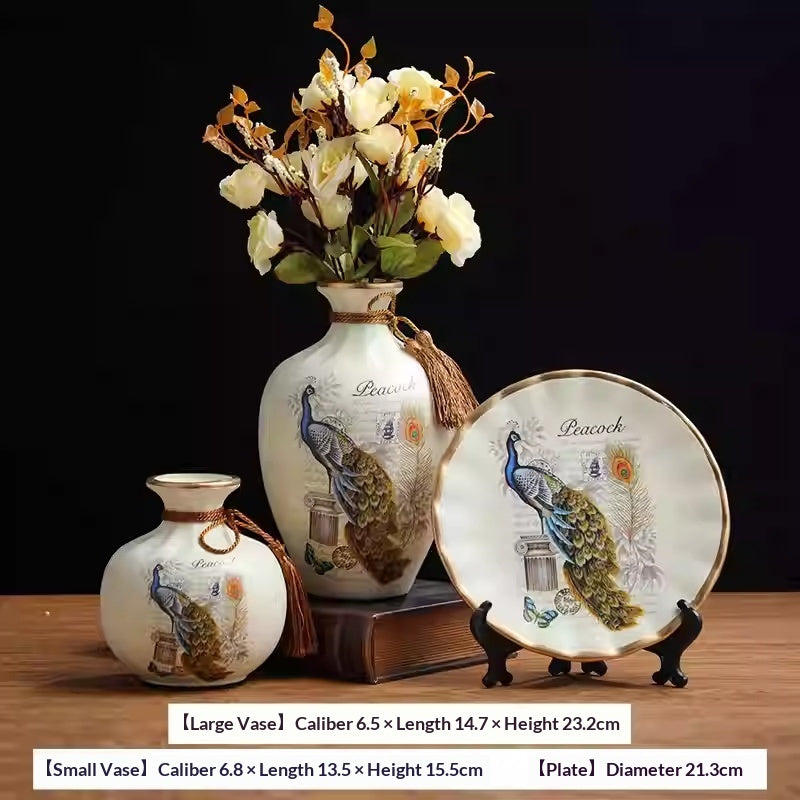 European-Style Ceramic Vase Decor Set - Modern Minimalist Home Accent