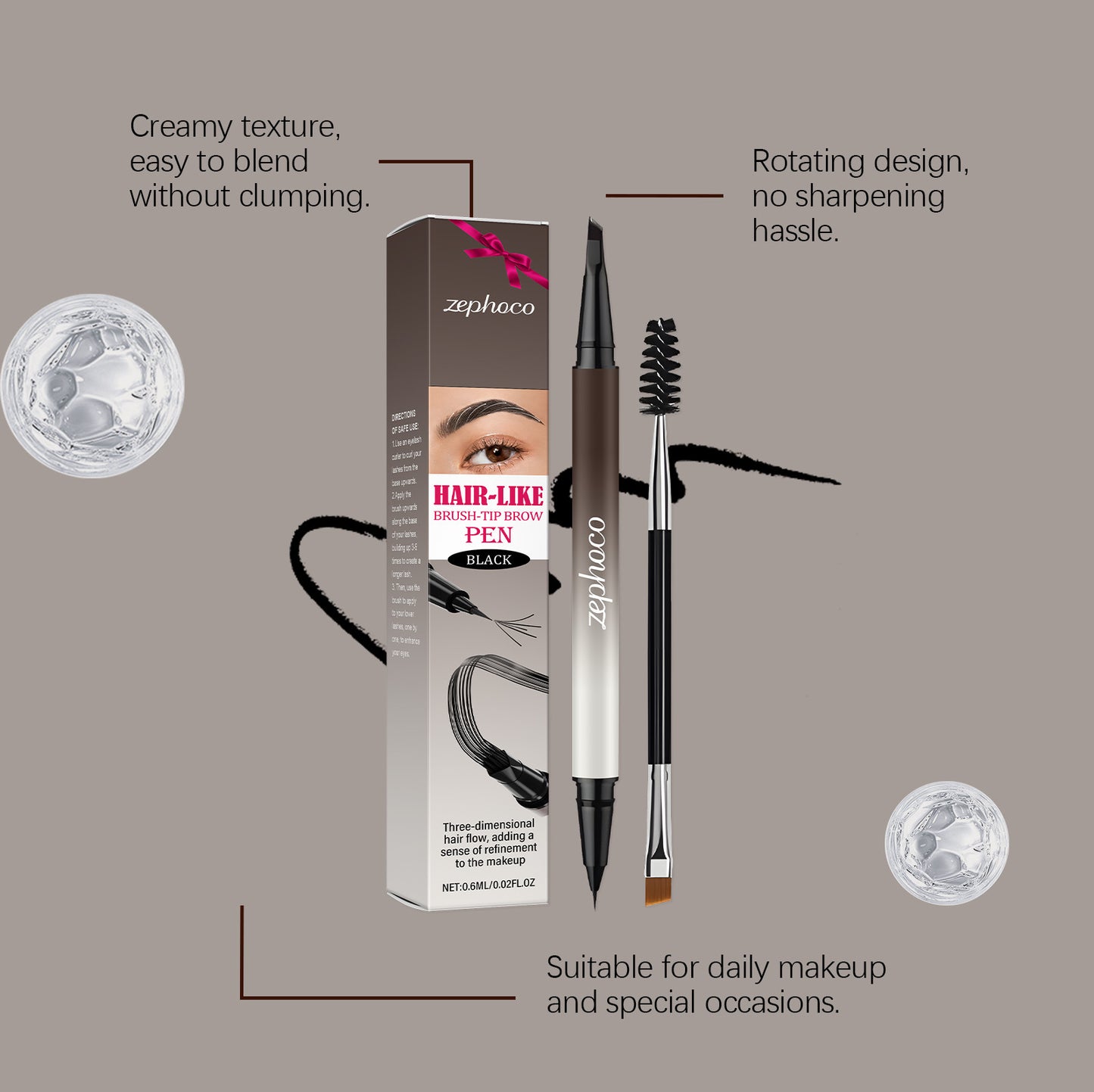 Natural Eyebrow Pencil for Makeup - Custom Color Shades & Brush Included