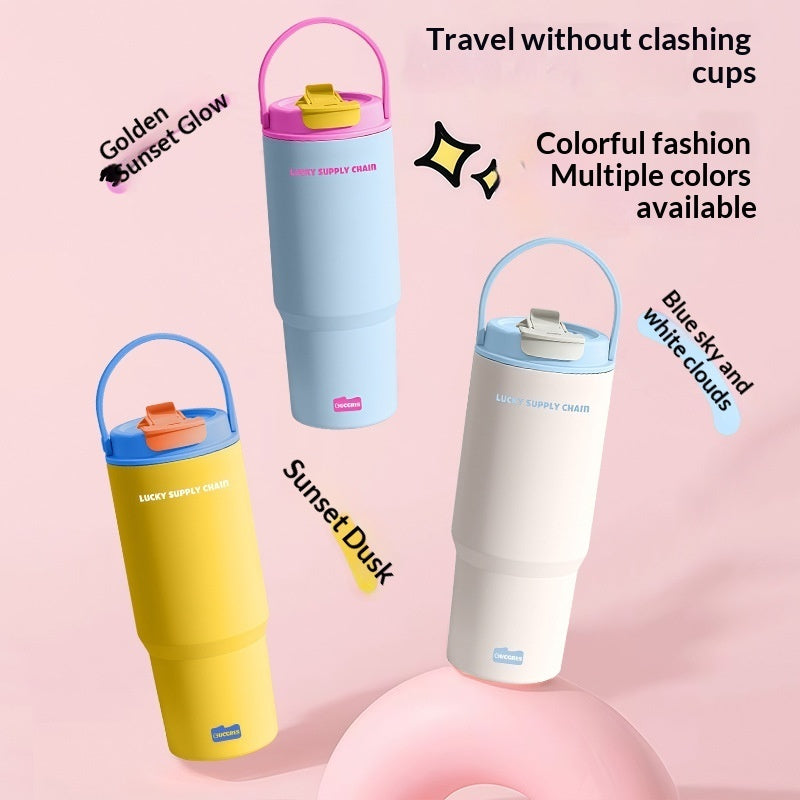 Large Capacity Stainless Steel Water Bottle with Straw - 700ml, Insulated, Durable