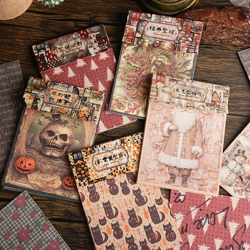 Retro Decorative Paper Sheets for Festive & Holiday Crafts - 20 Pack