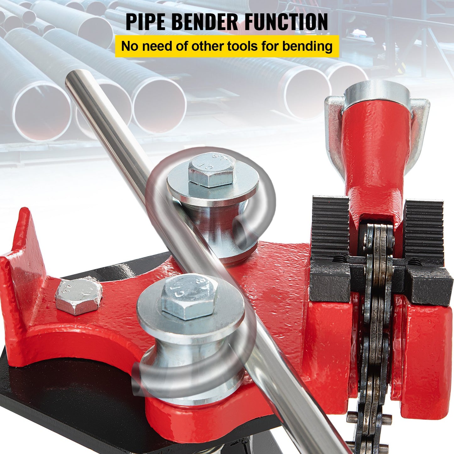 Tripod Pipe Chain Vise - Adjustable Pipe Support with Folding Steel Legs, 1/8-5 Inches Capacity