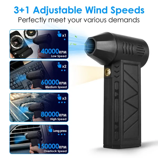 Wireless Cordless Air Duster with LED Light — 150000RPM Speed, Portable for Cleaning & Dust Removal