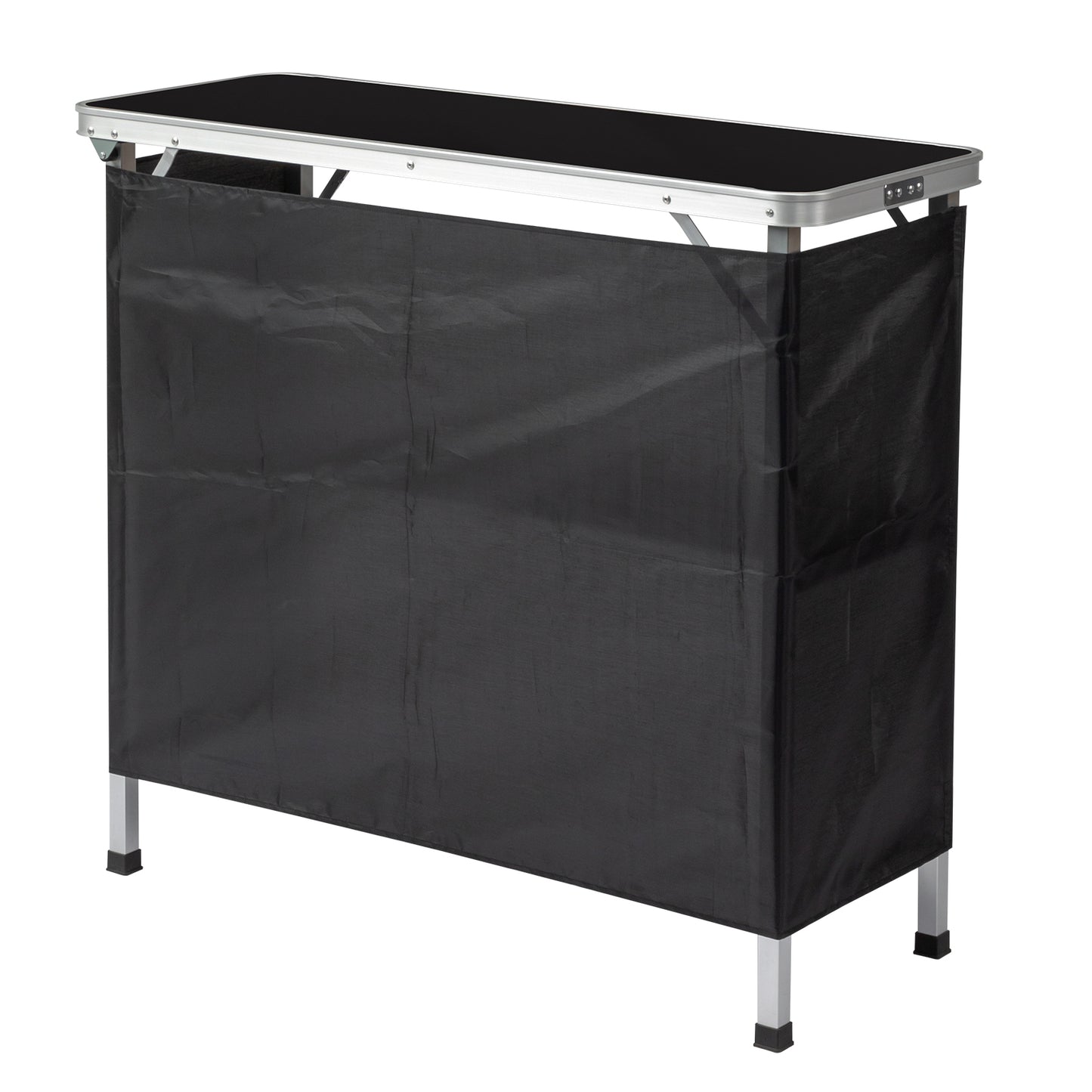 Portable Folding Bar Table with Storage Shelf - Black Skirt