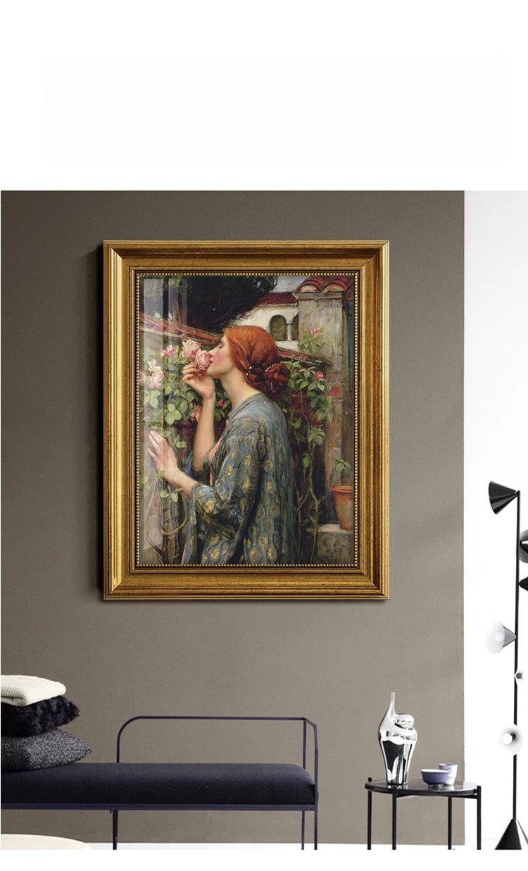 European American Style Decorative Oil Painting with Gold Frame - Landscape or Character