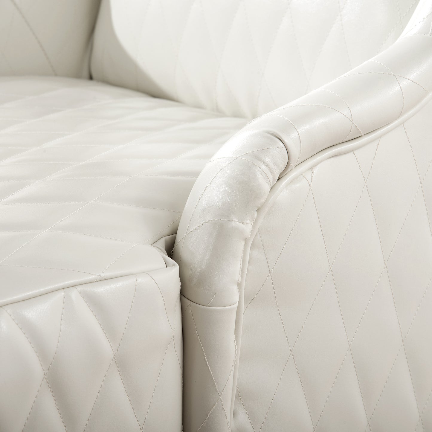 High-Back Faux Leather Accent Chair - White Wingback Design