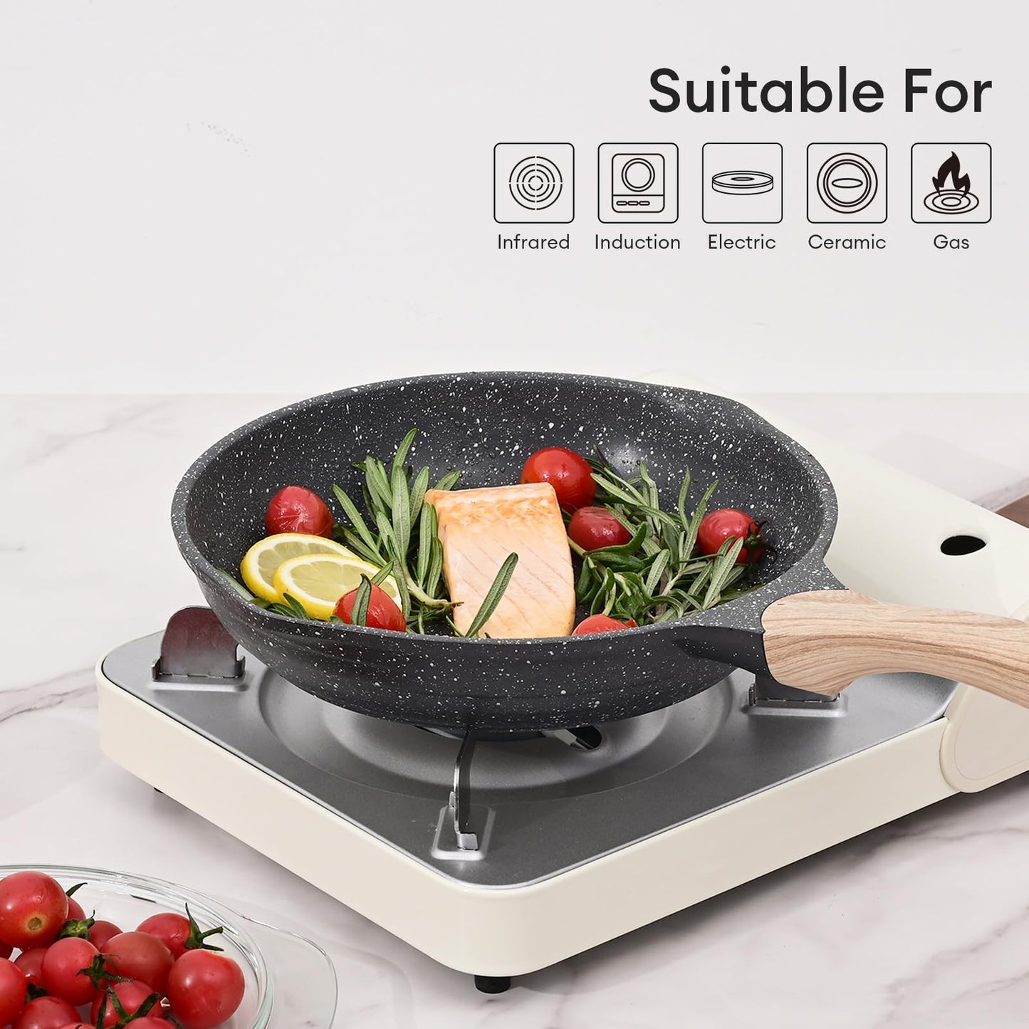 Nonstick Frying Pan with Stone Coating - Induction Skillet