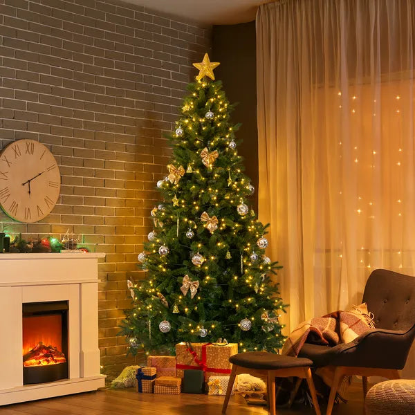 7.5 FT Artificial Christmas Tree with 400 LED Lights & Ornaments