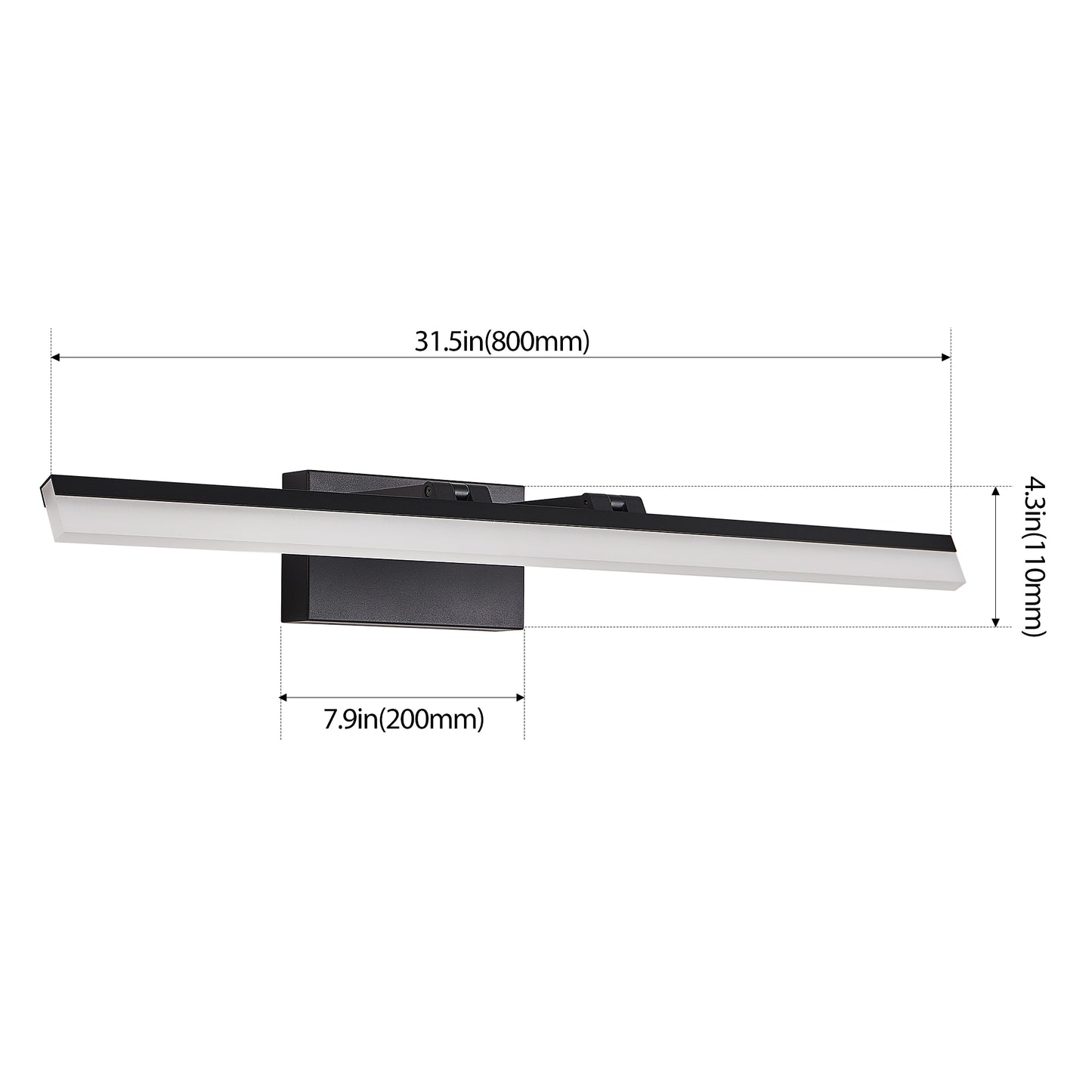 32 Inch Modern LED Bathroom Vanity Light - Black Wall Lamp for Mirror