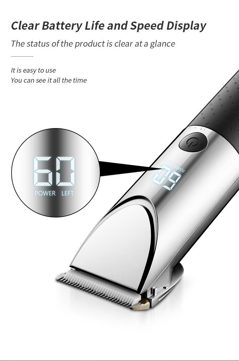 Rechargeable Electric Hair Clipper with LCD Display