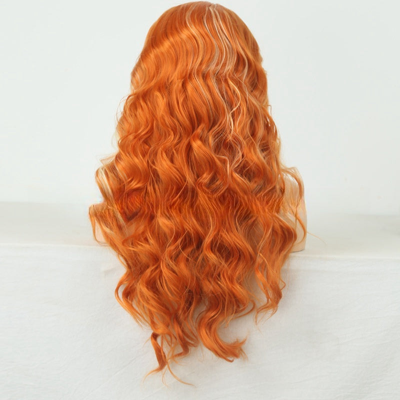 European & American Style Curly Lace Front Wig - Mixed Color Mid-Length Hair