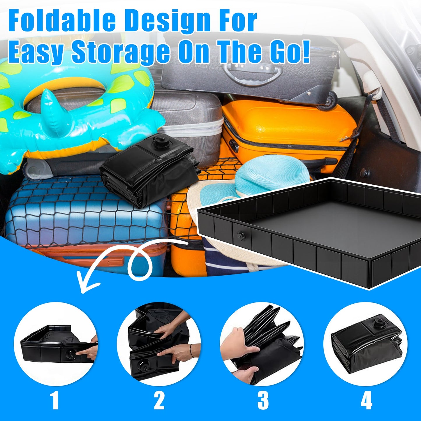 Portable Shower Pan - 41-Inch Collapsible Camping Basin with Drain Pipe