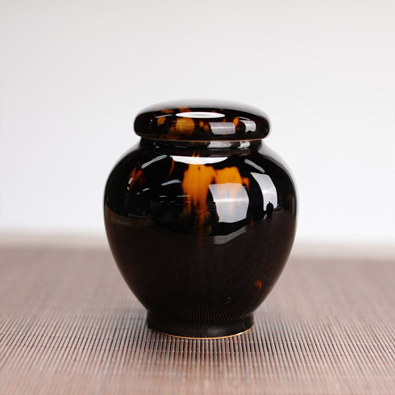 Tortoiseshell Pattern Ceramic Tea Storage Canister - Modern Kitchen Decor