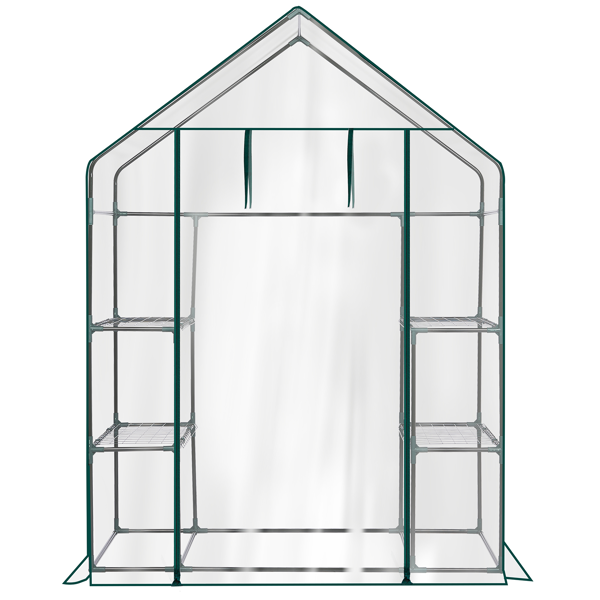 Mini Walk-In Greenhouse with PVC Cover, 4-Shelf Indoor Outdoor Garden Greenhouse 56x29x77 Inches