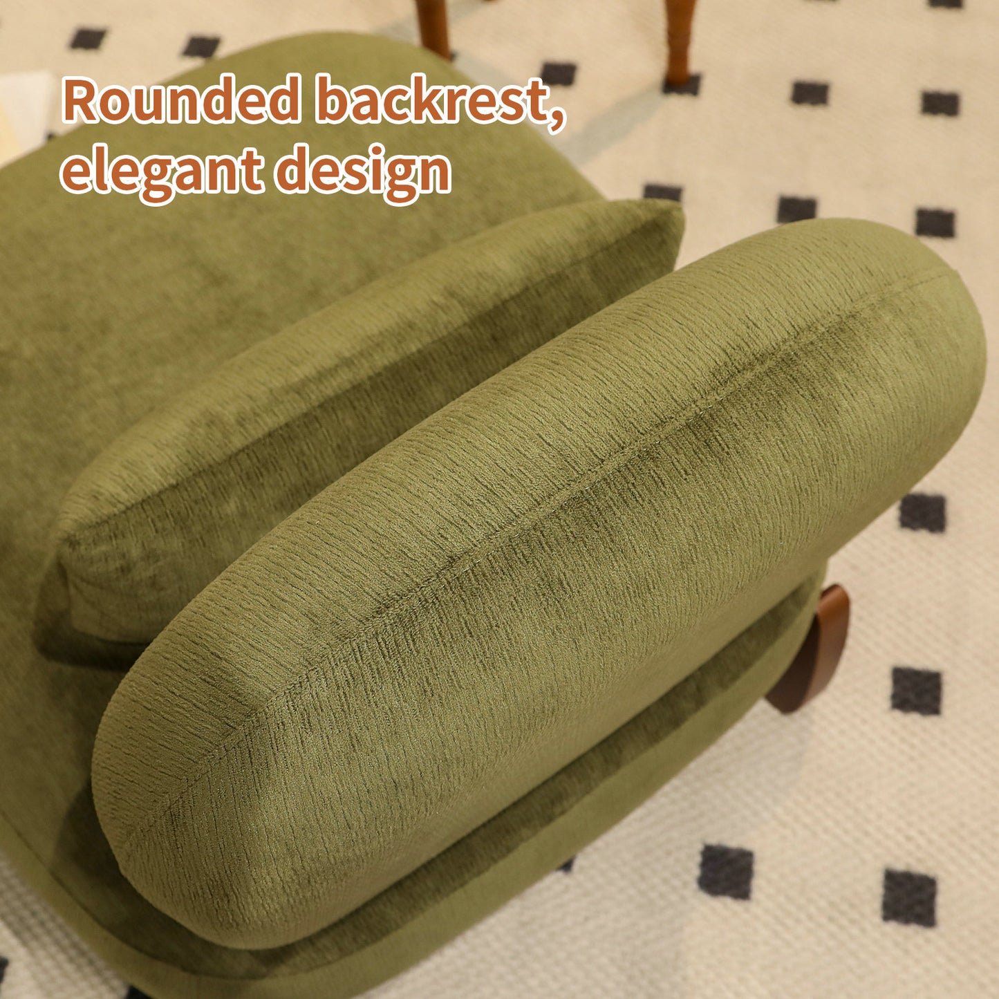 Green Velvet Accent Chair with Solid Wood Legs - Cozy Design