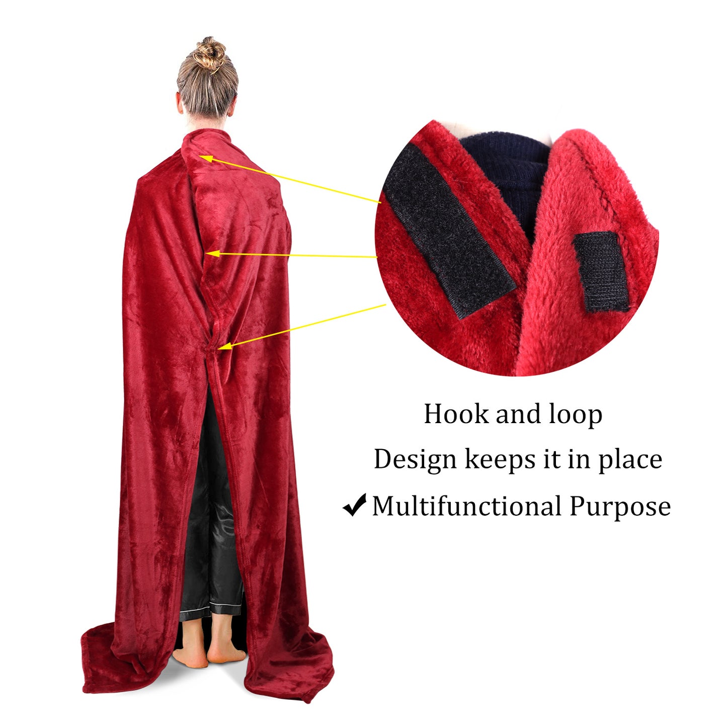 Multi-functional Wearable Lazy Blanket with Pocket - Large Flannel Bed Cover