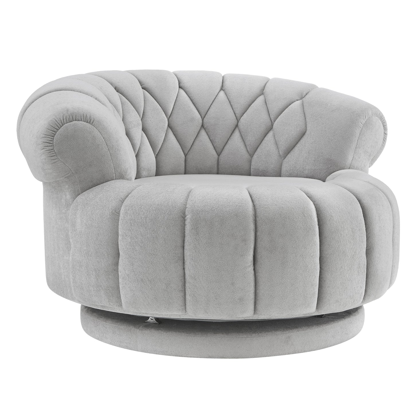 Grey 360° Swivel Accent Chair - Chenille Barrel Club Chair