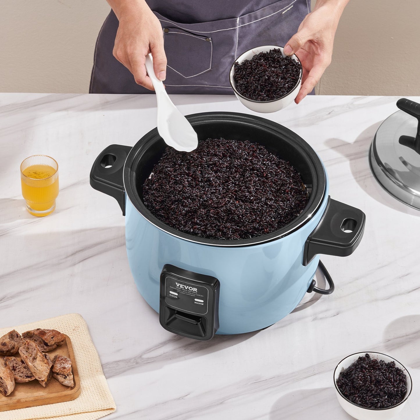 50-Cup Commercial Rice Cooker 10L Non-Stick Pot for Restaurant & Home Use - Blue