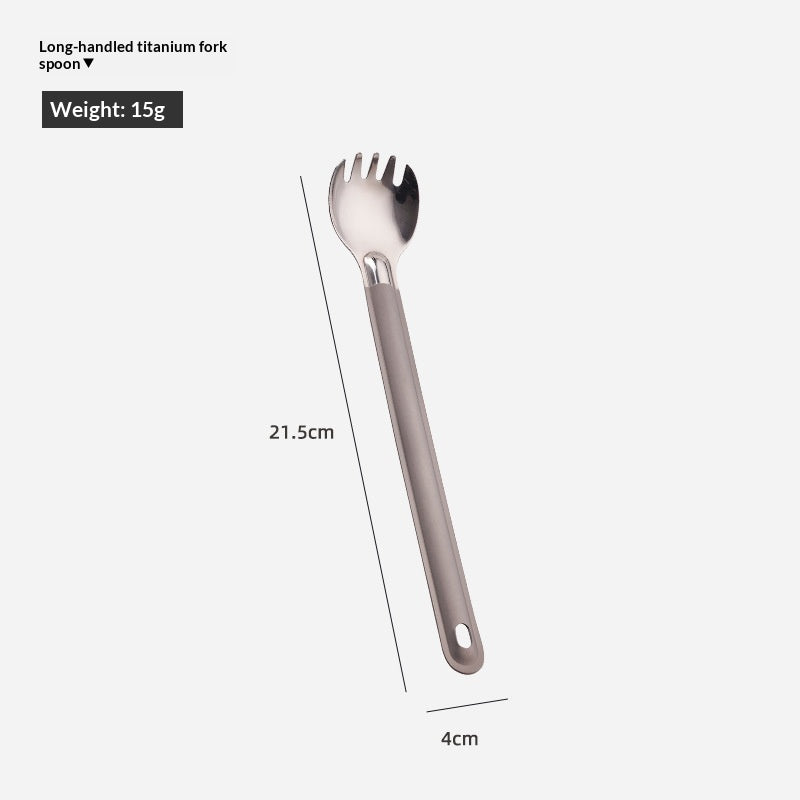 Portable Titanium Fork and Spoon Set - Long-Handled Minimalist Dining Utensils