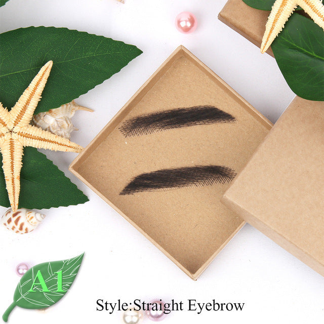 Real Human Hair False Eyebrows Set - Hand-Knotted Lace Wig for Makeup