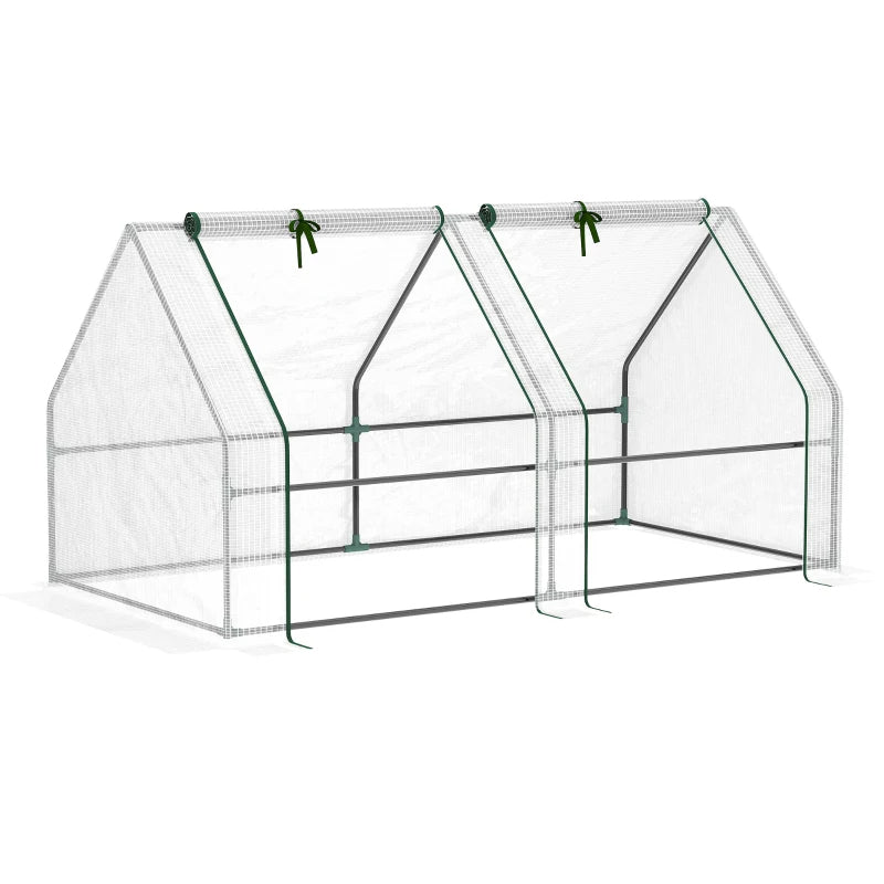 Portable Mini Greenhouse for Garden, White with Large Zipper Doors and UV PE Cover