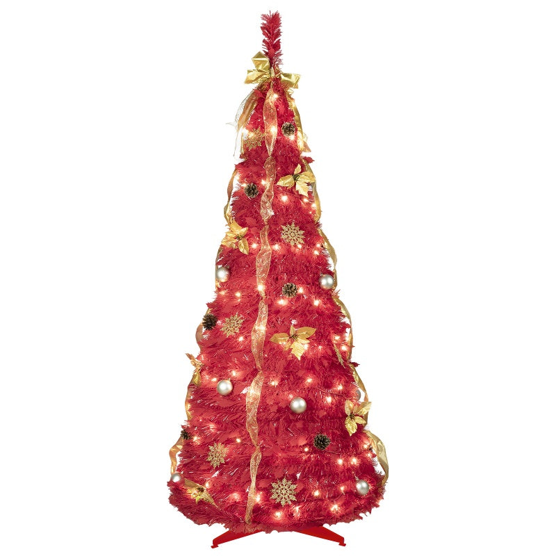 6ft Pop Up Christmas Tree with 150 Lights & Decorations